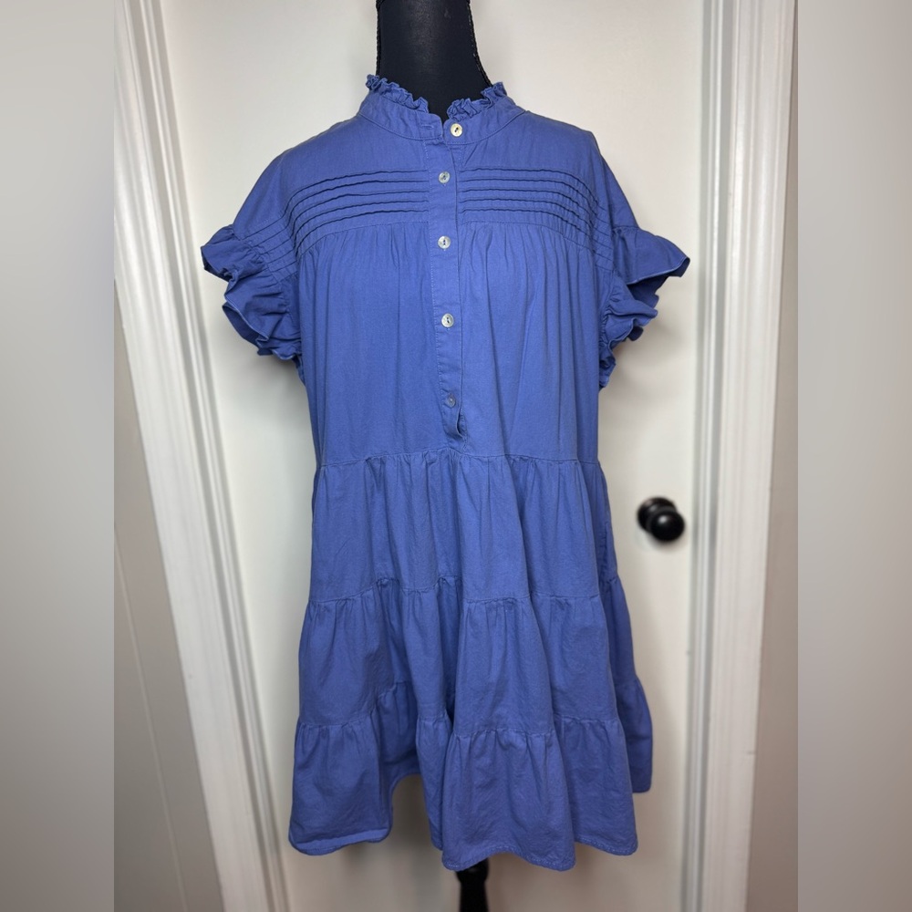 Pinch Indigo Ruffled Women’s Blue Tiered With Pintuck Details Dress size Large